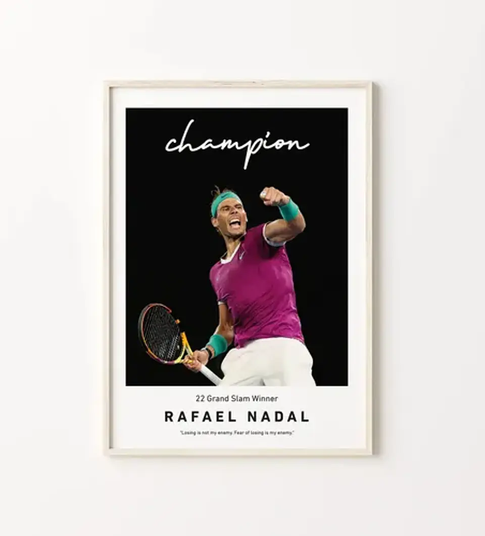 10 Cuadros De Tenista Rafael Nadal Tenis + Marco Negro 2