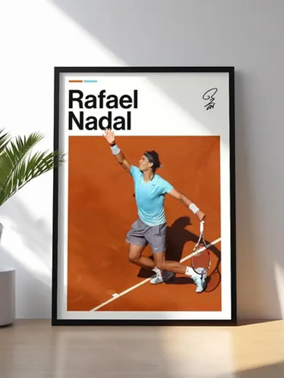 10 Cuadros De Tenista Rafael Nadal Tenis + Marco Negro 3