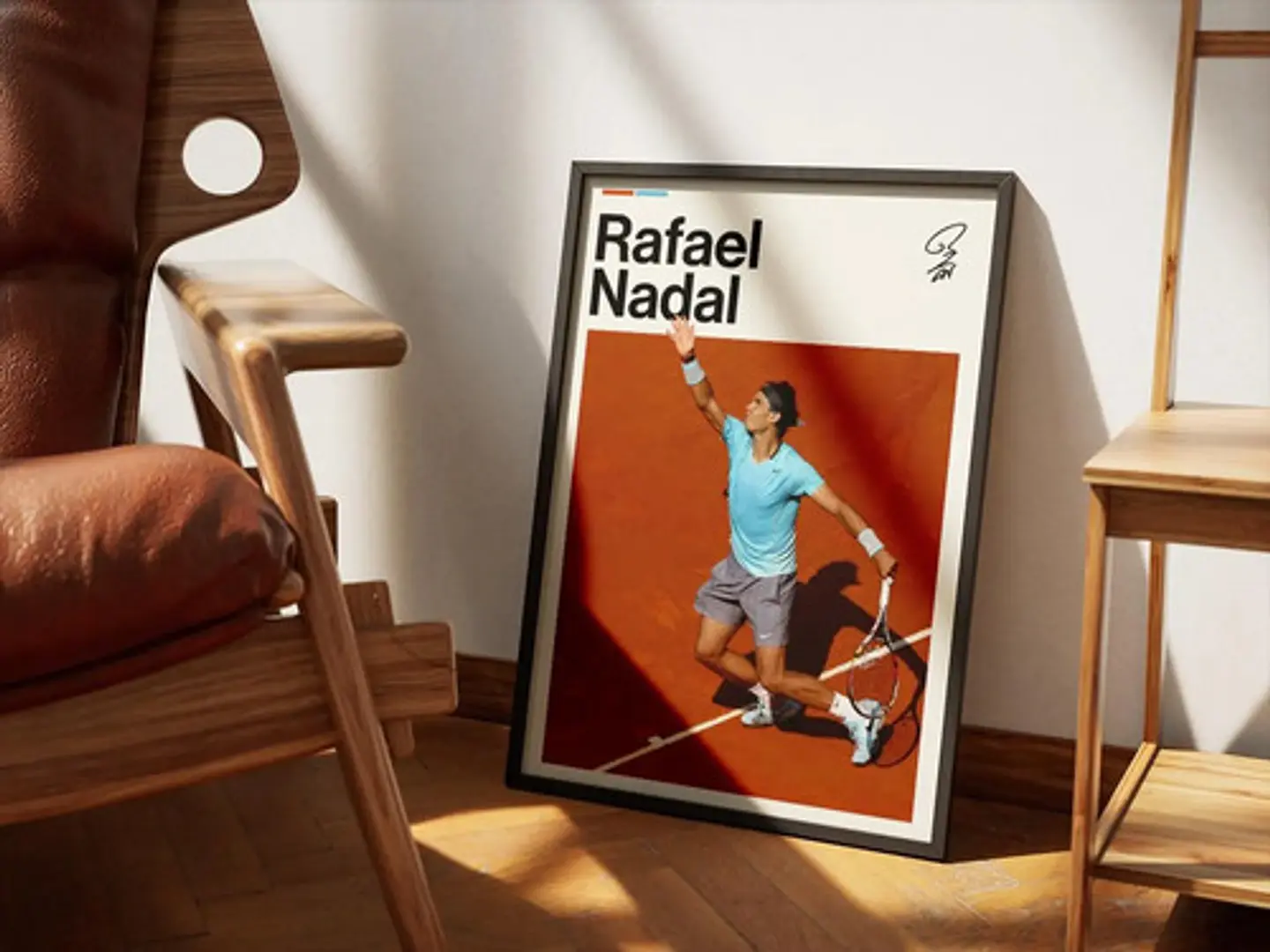 10 Cuadros De Tenista Rafael Nadal Tenis + Marco Negro 4