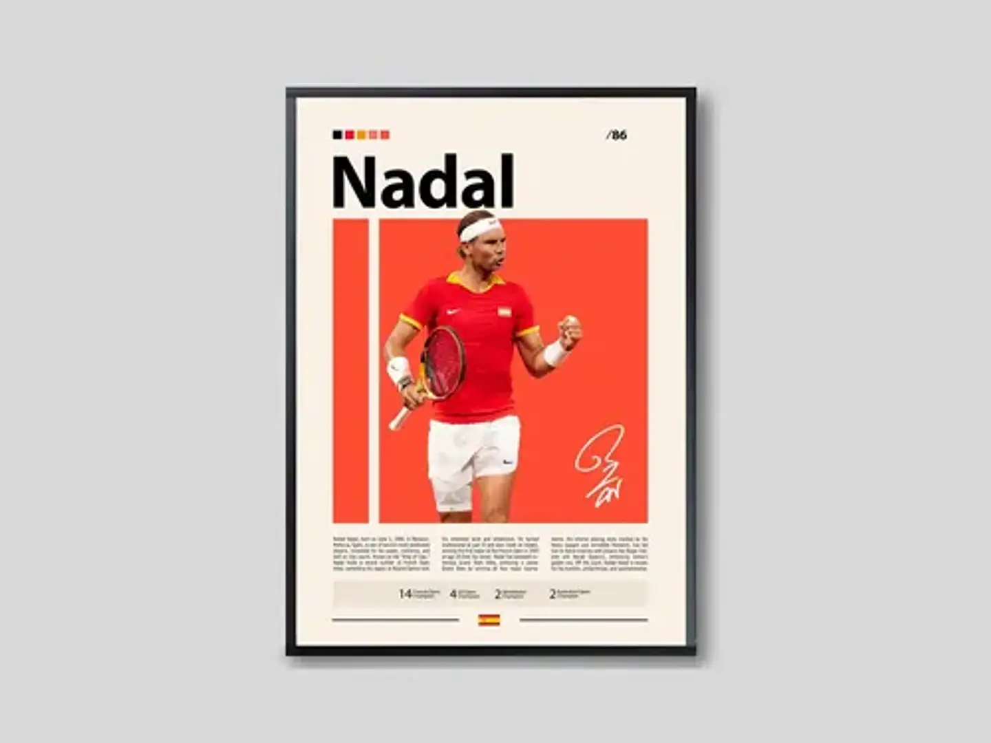 10 Cuadros De Tenista Rafael Nadal Tenis + Marco Negro 6