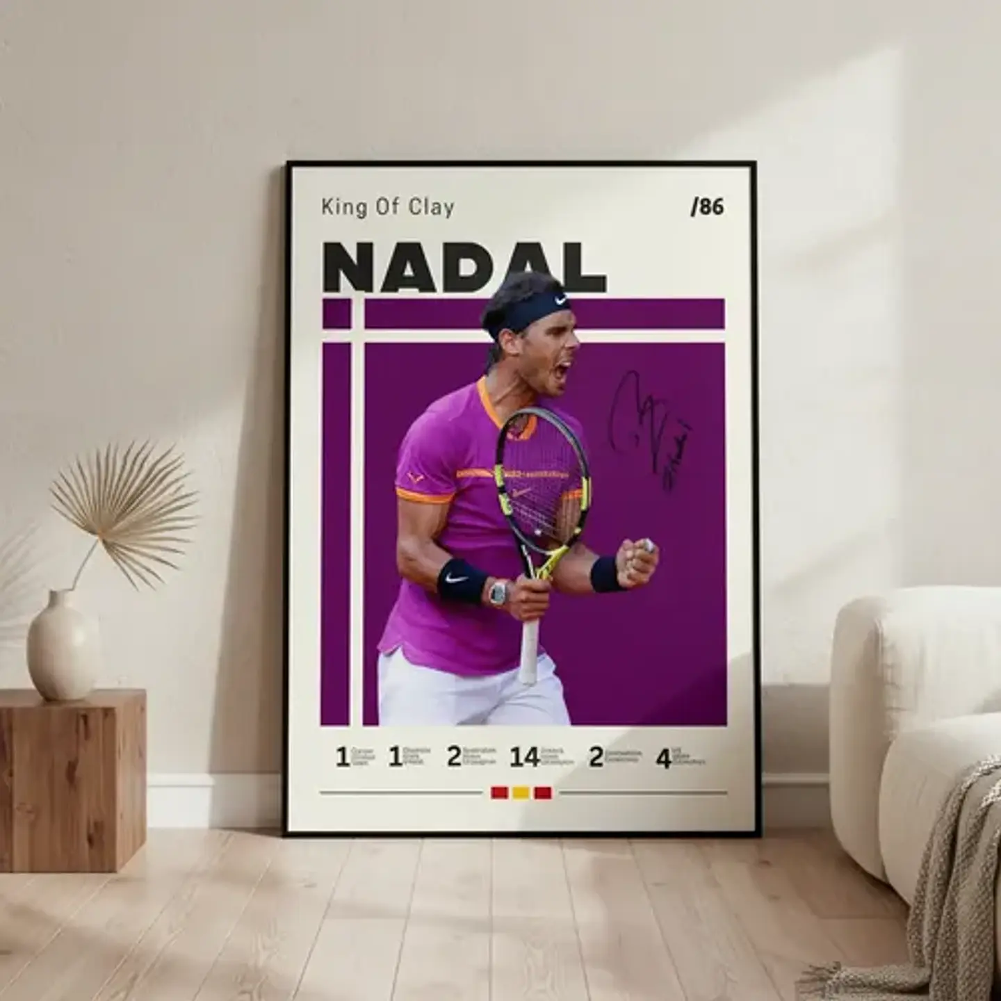 10 Cuadros De Tenista Rafael Nadal Tenis + Marco Negro 8