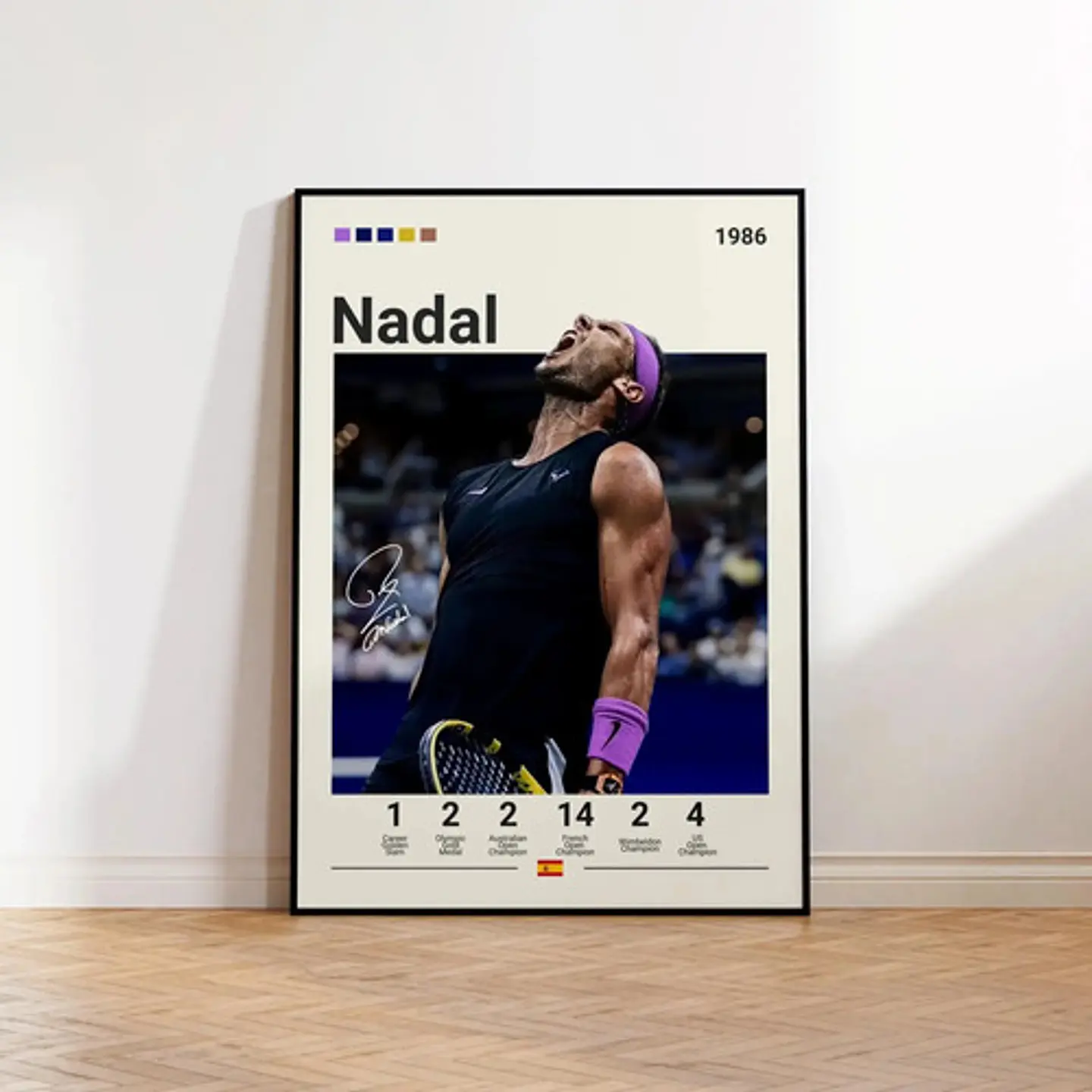 10 Cuadros De Tenista Rafael Nadal Tenis + Marco Negro 10