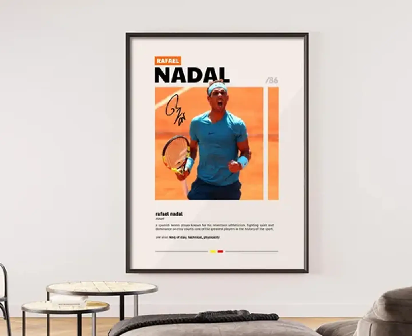 10 Cuadros De Tenista Rafael Nadal Tenis + Marco Negro 12