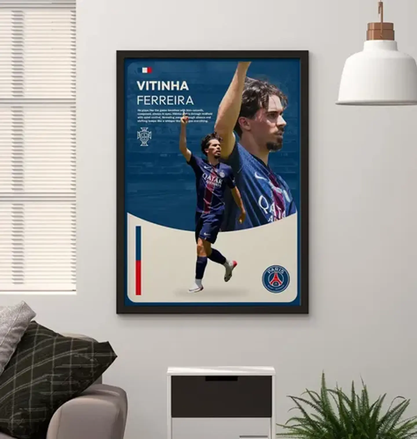 Cuadro De Vitinha Del Psg Futbol + Marco 2