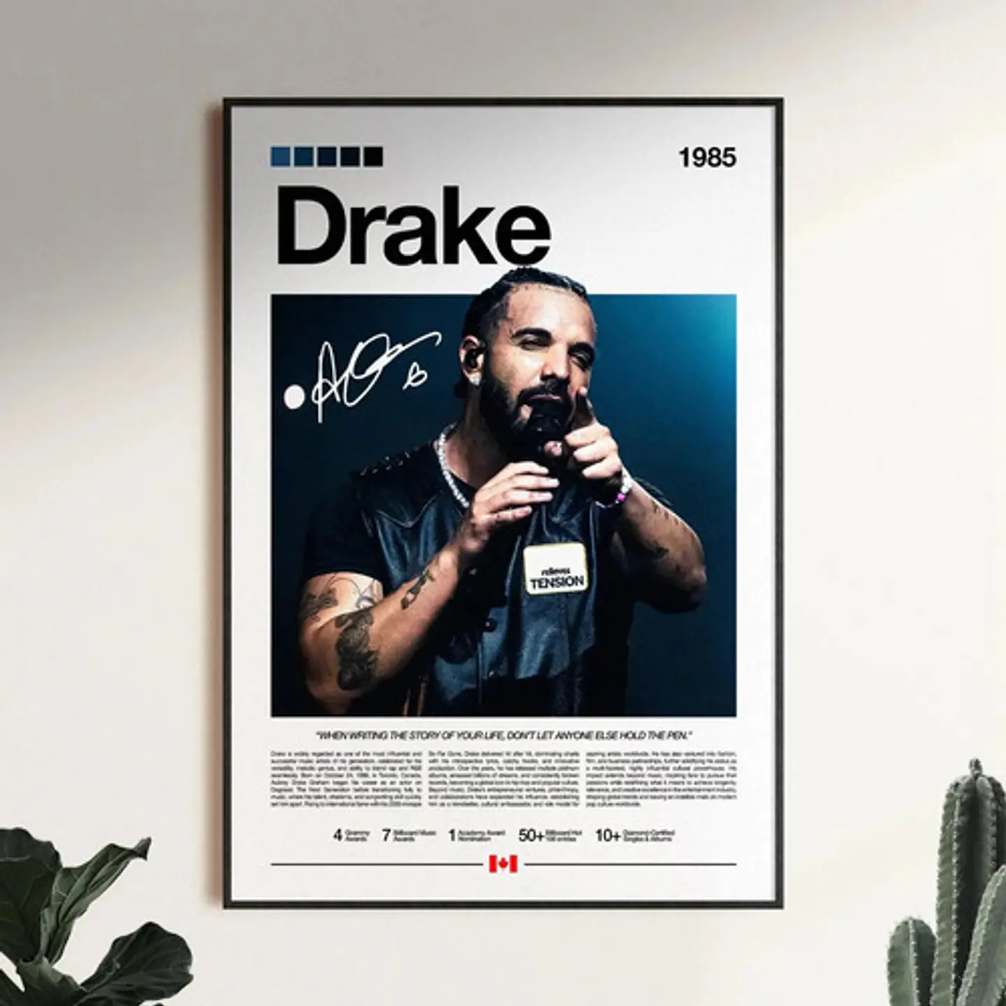 Cuadro De Drake Hip Hop Rap + Marco 1