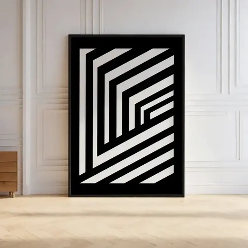 20 Cuadros Abstracto Minimalista Ii Decoración + Marco Negro 9