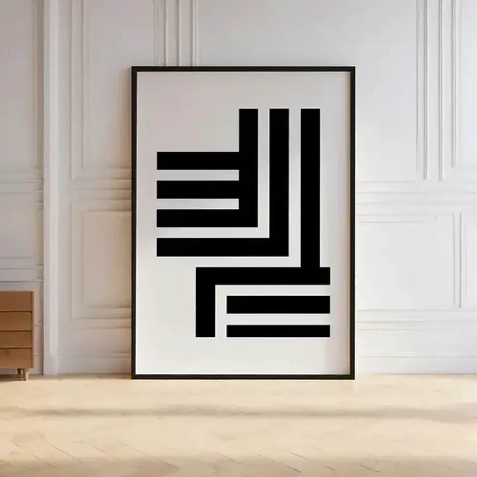 20 Cuadros Abstracto Minimalista Ii Decoración + Marco Negro 10