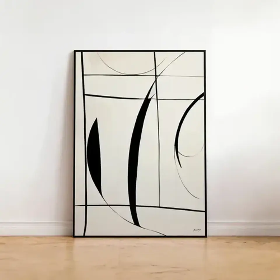 20 Cuadros Abstracto Minimalista Ii Decoración + Marco Negro 15