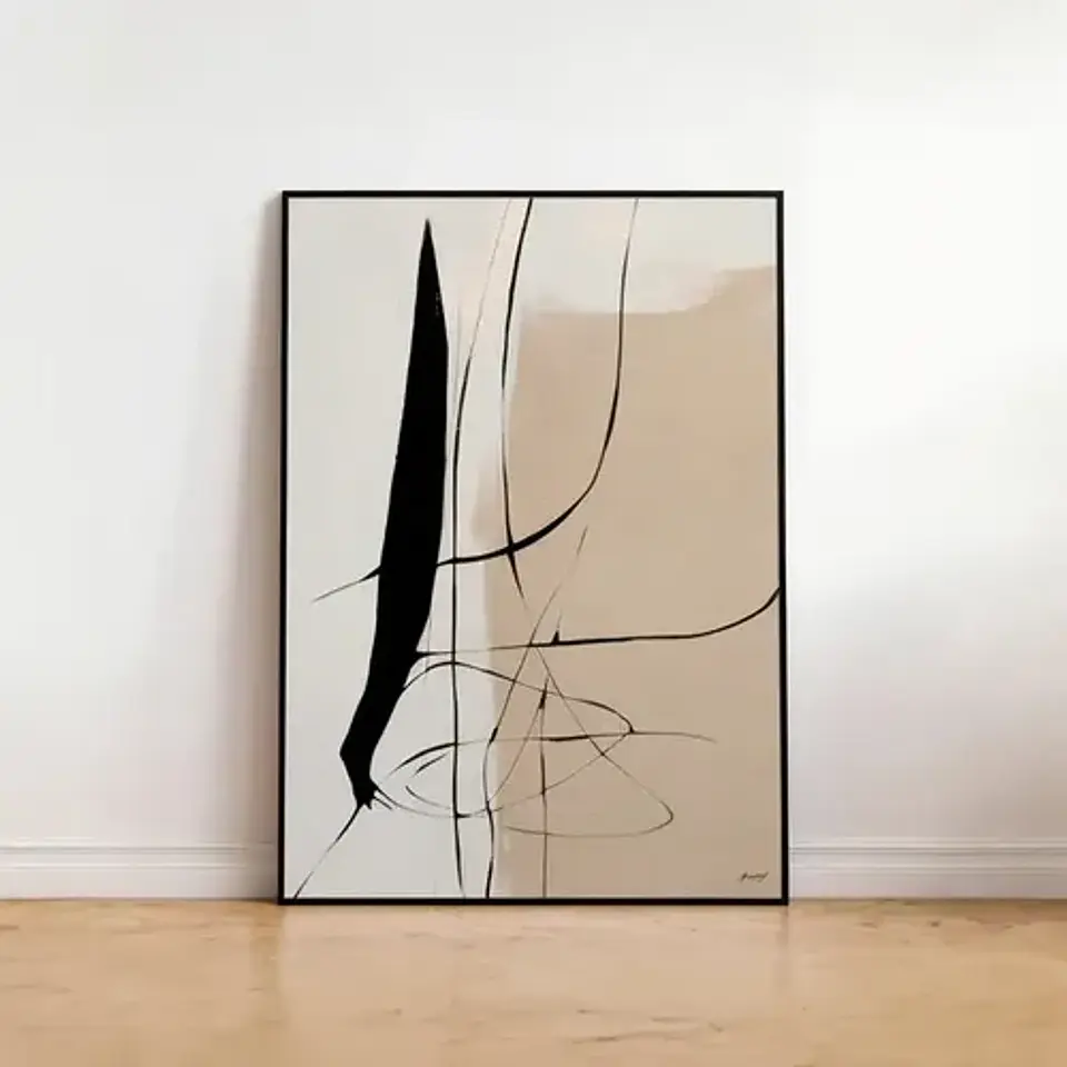20 Cuadros Abstracto Minimalista Ii Decoración + Marco Negro 18