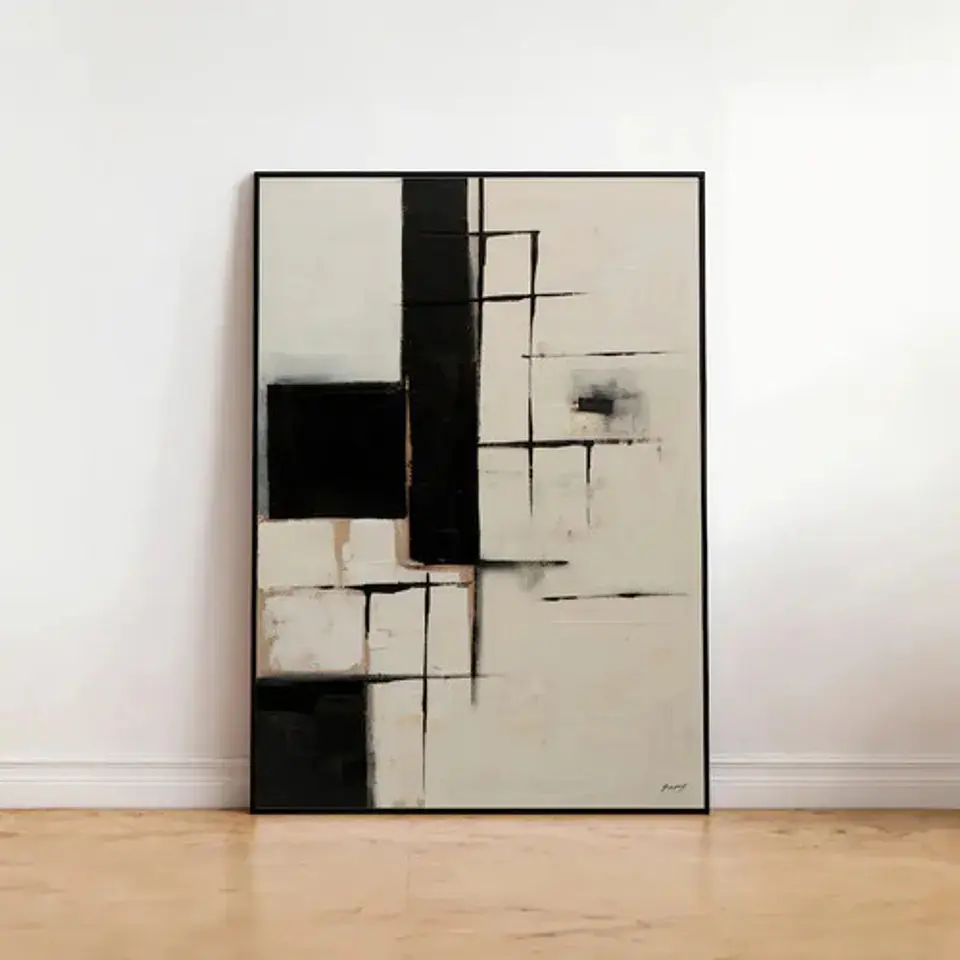 20 Cuadros Abstracto Minimalista Ii Decoración + Marco Negro 19