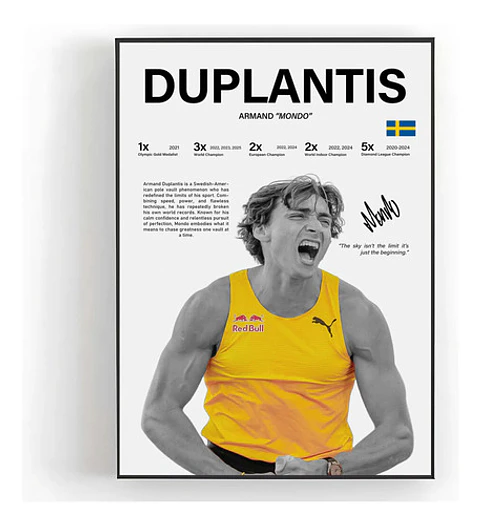 Cuadro Armand Duplantis Atleta Atletismo + Marco