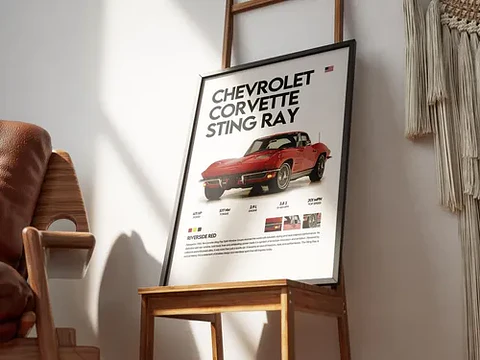 Cuadro Auto Chevrolet Corvette Stingray Coupé + Marco