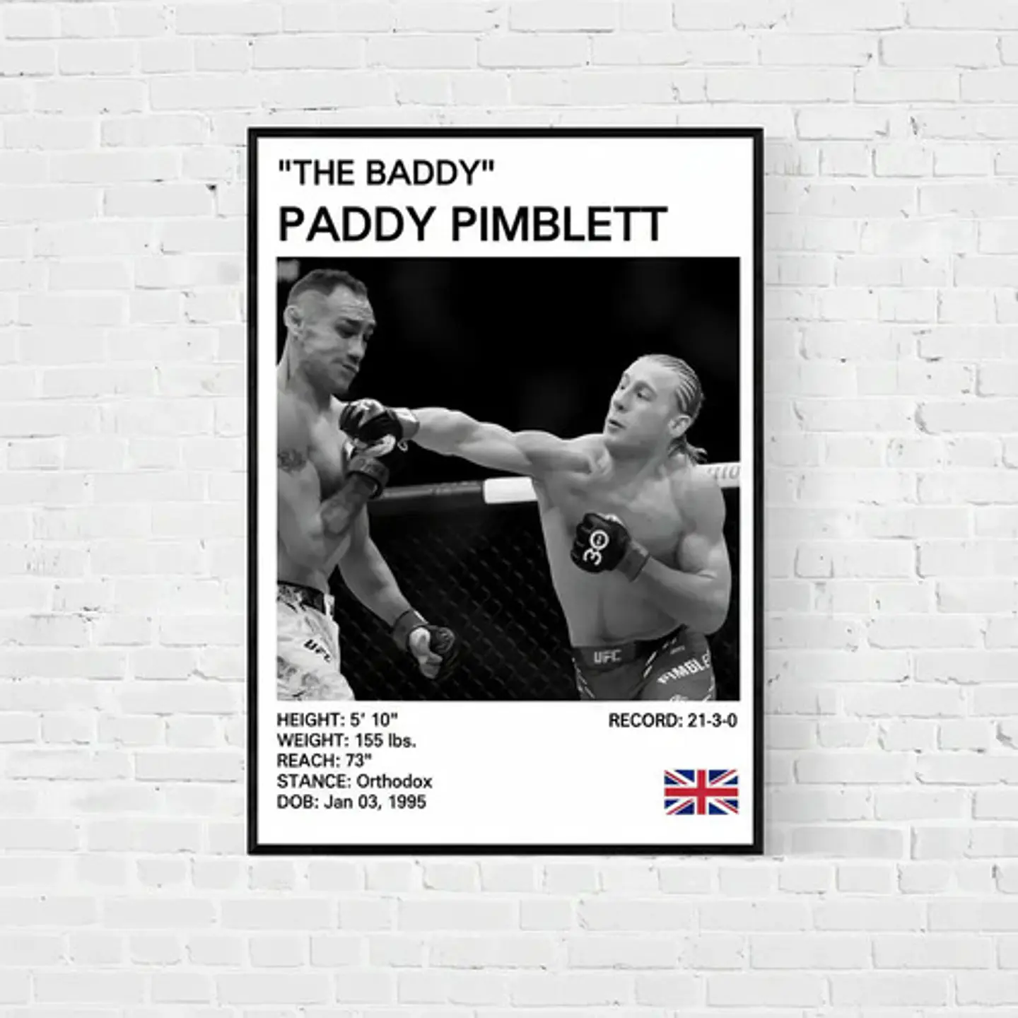 6 Cuadros De Paddy Pimblett Ufc Peleador Mma + Marco 12