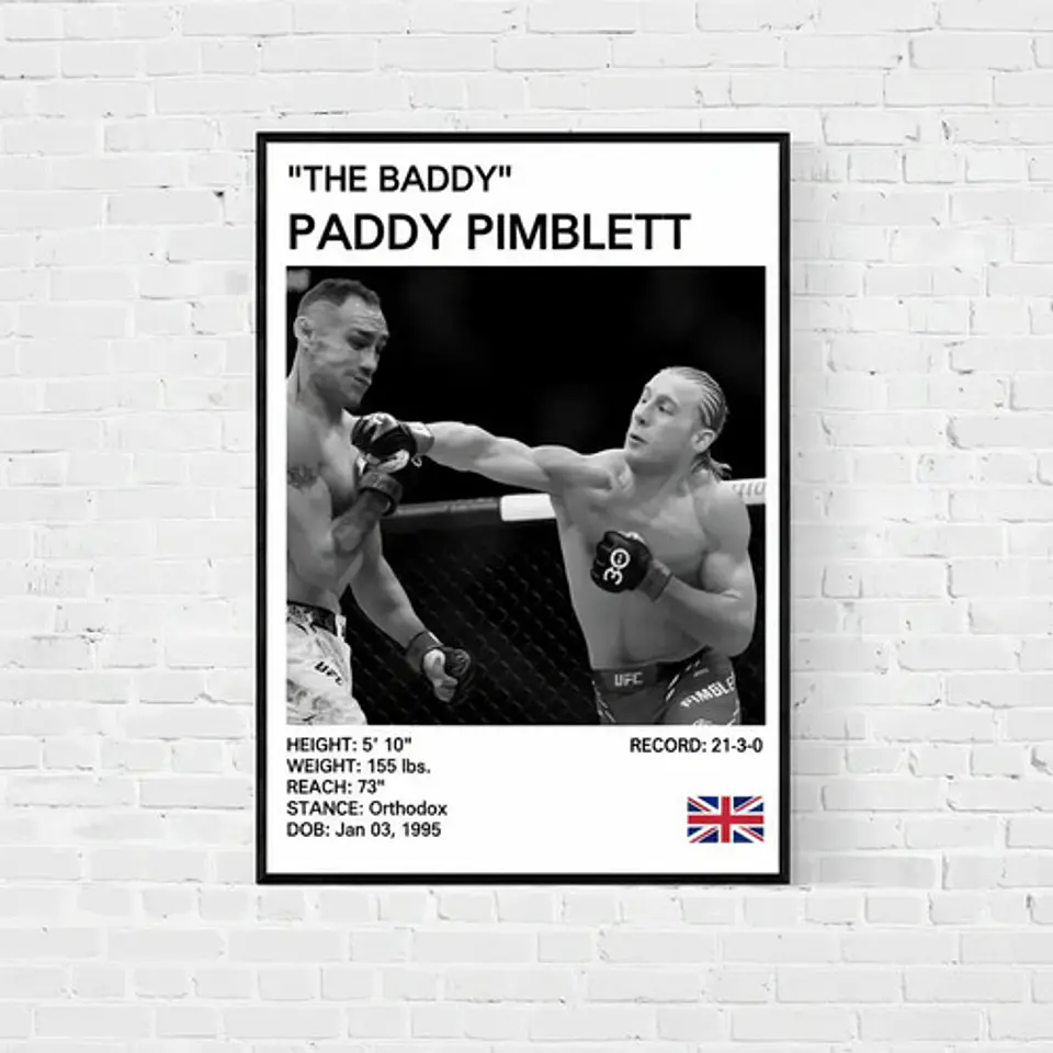 6 Cuadros De Paddy Pimblett Ufc Peleador Mma + Marco 12