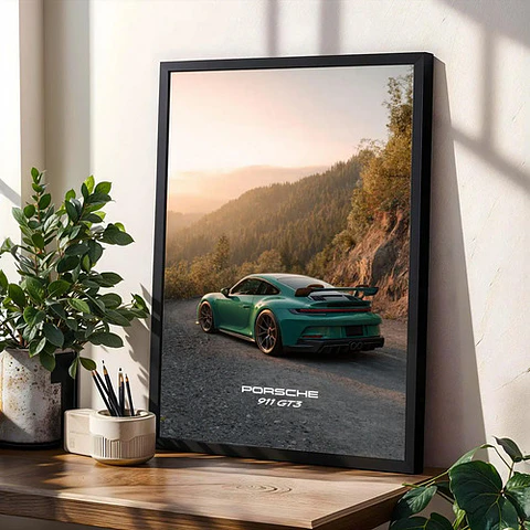 Cuadro Auto Porsche 911 992 Gt3 Verde + Marco