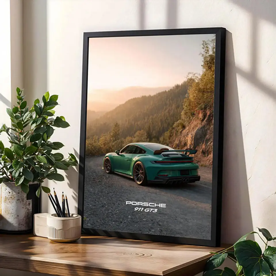 Cuadro Auto Porsche 911 992 Gt3 Verde + Marco 2