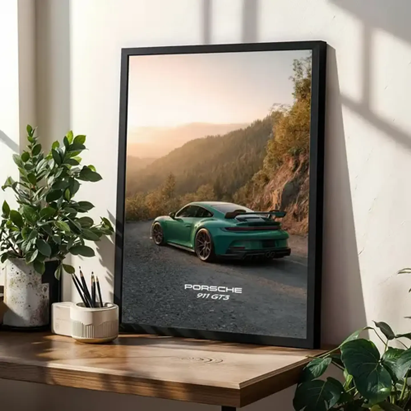 Cuadro Auto Porsche 911 992 Gt3 Verde + Marco 4