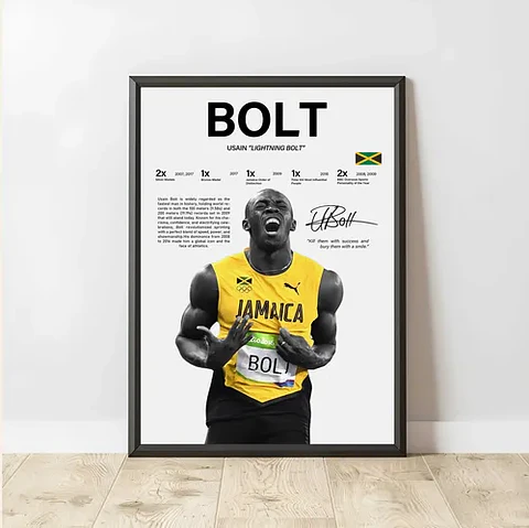 Cuadro De Usain Bolt  Atletismo Y Velocidad + Marco