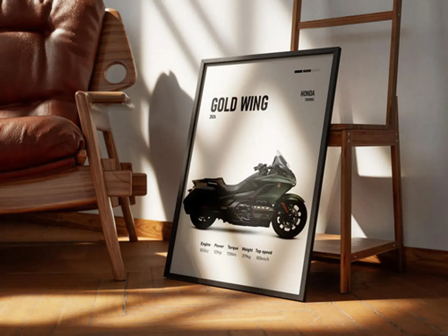 Cuadro Moto Honda Gold Wing Deportivo + Marco 3