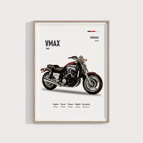 Cuadro Moto Yamaha Vmax Deportivo + Marco