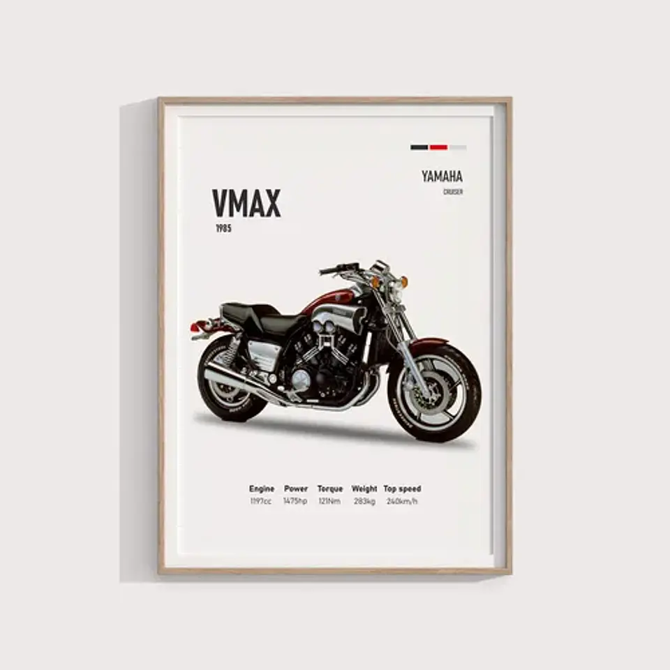 Cuadro Moto Yamaha Vmax Deportivo + Marco 1