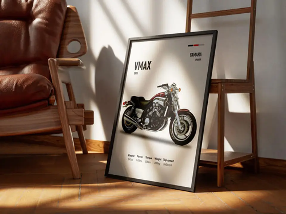 Cuadro Moto Yamaha Vmax Deportivo + Marco 3