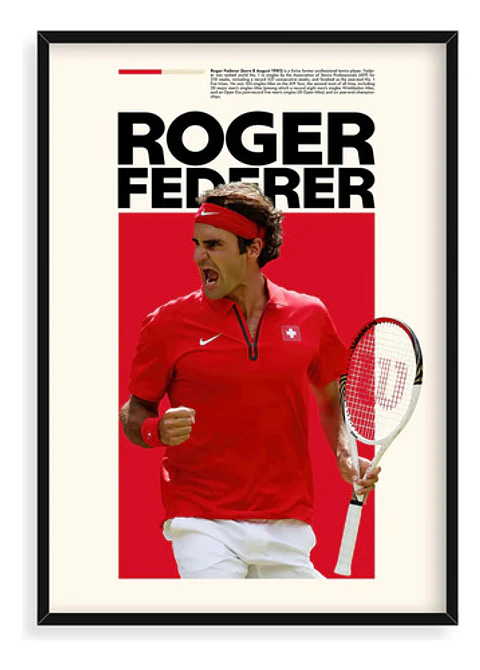 12 Cuadros De Tenista Roger Federer Tenis + Marco Negro