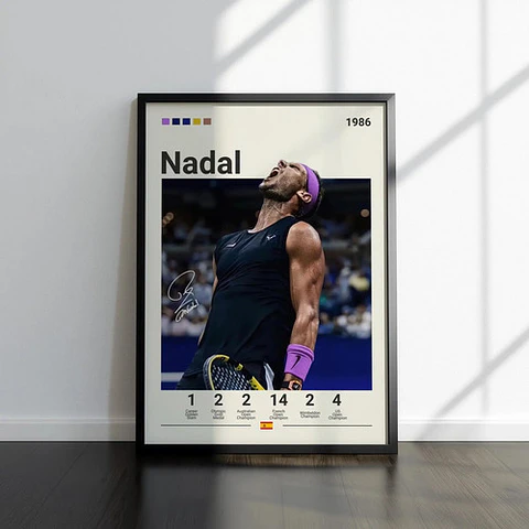 12 Cuadros De Tenista Roger Federer Tenis + Marco Negro