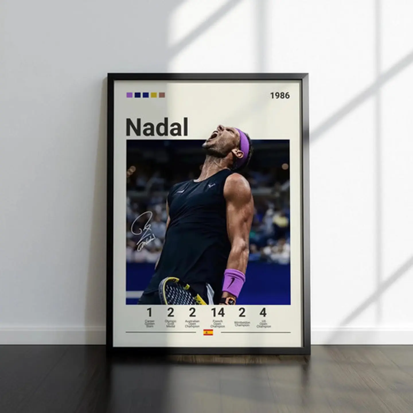 12 Cuadros De Tenista Roger Federer Tenis + Marco Negro 2