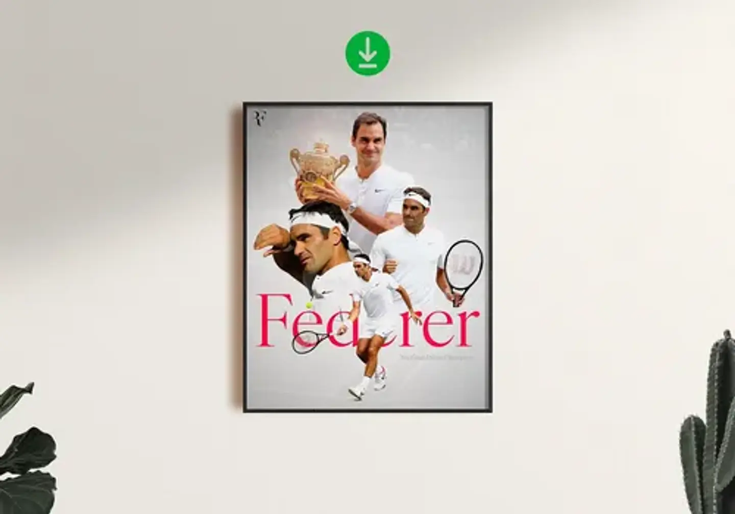 12 Cuadros De Tenista Roger Federer Tenis + Marco Negro 9