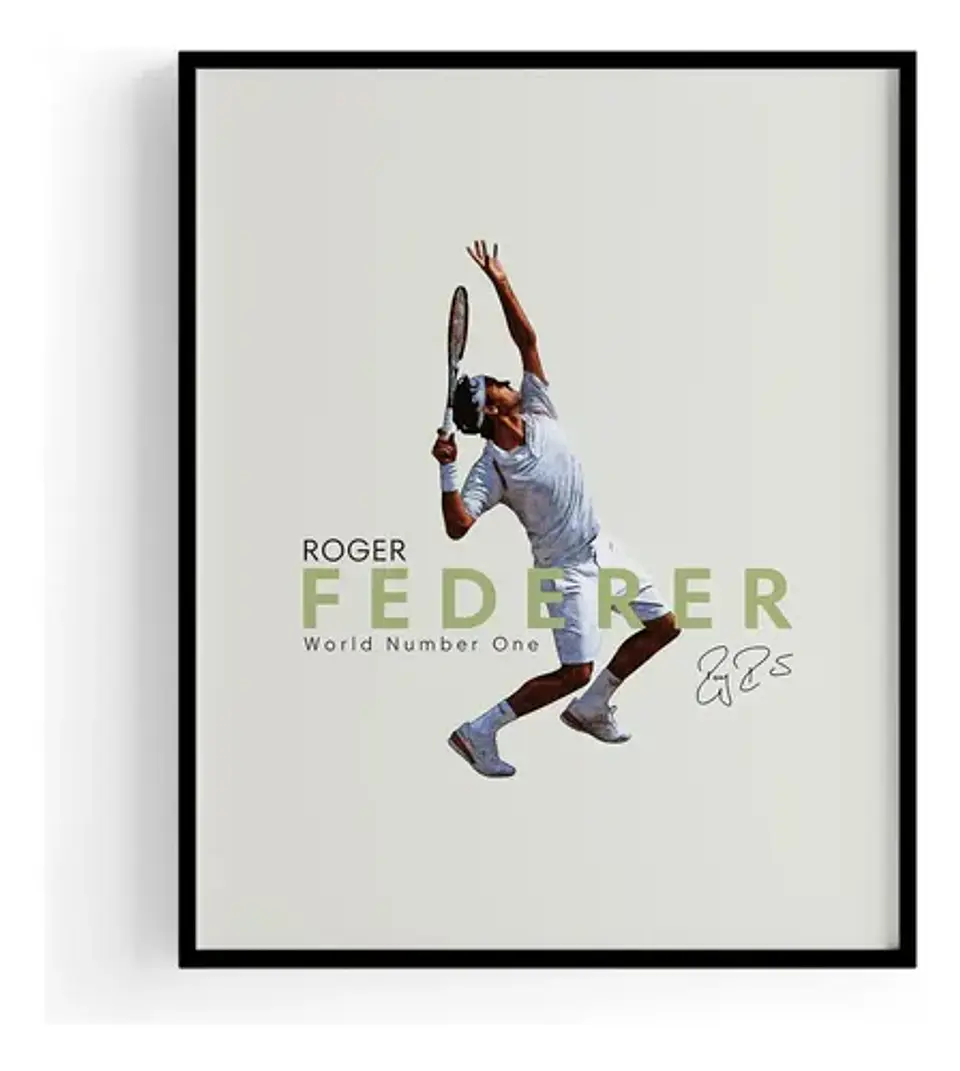 12 Cuadros De Tenista Roger Federer Tenis + Marco Negro 11