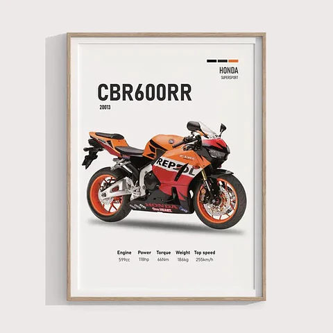 Cuadro Moto Honda Cbr600rr Deportivo + Marco