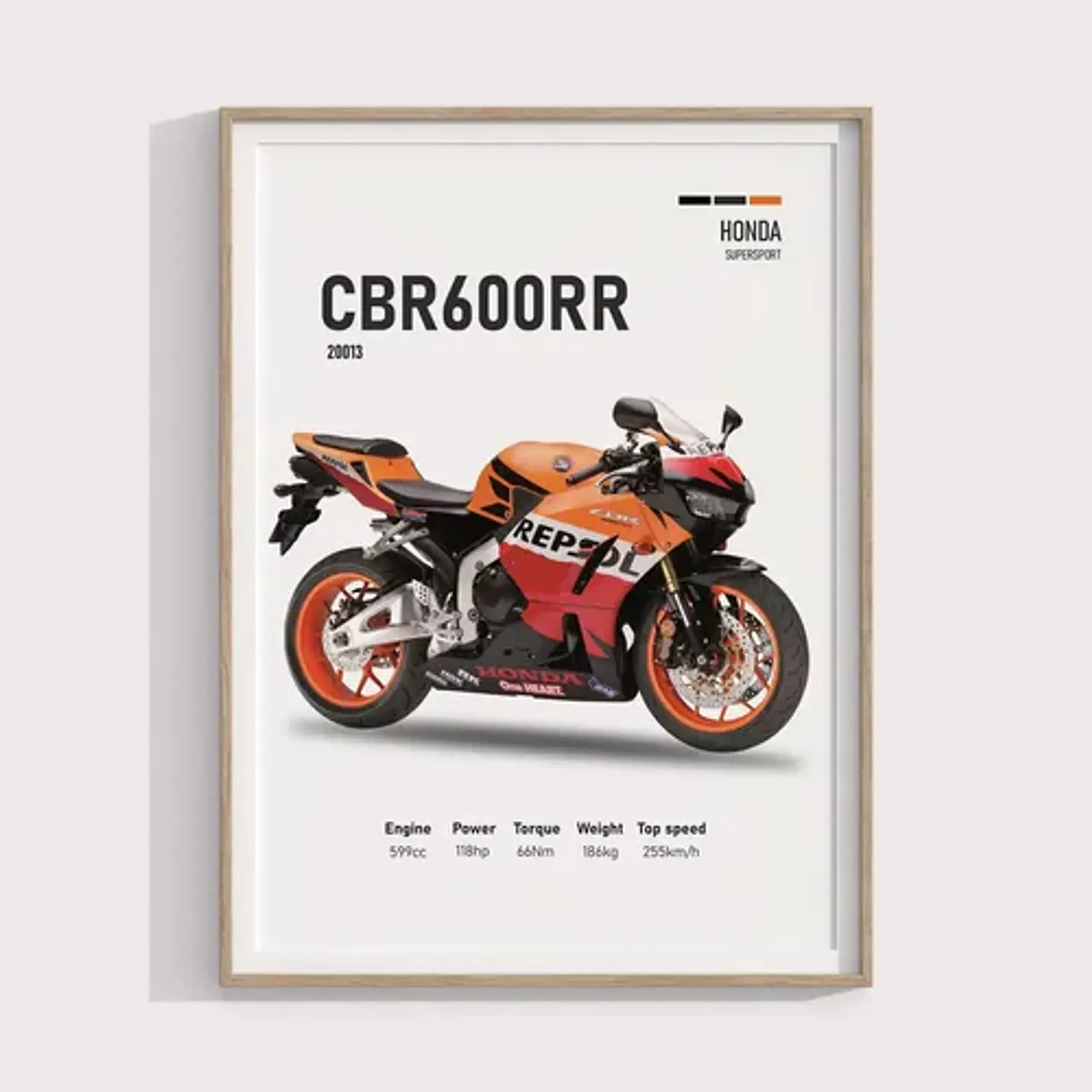 Cuadro Moto Honda Cbr600rr Deportivo + Marco 1