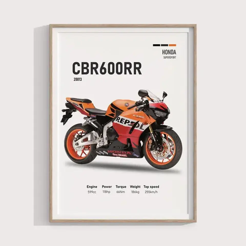 Cuadro Moto Honda Cbr600rr Deportivo + Marco 1
