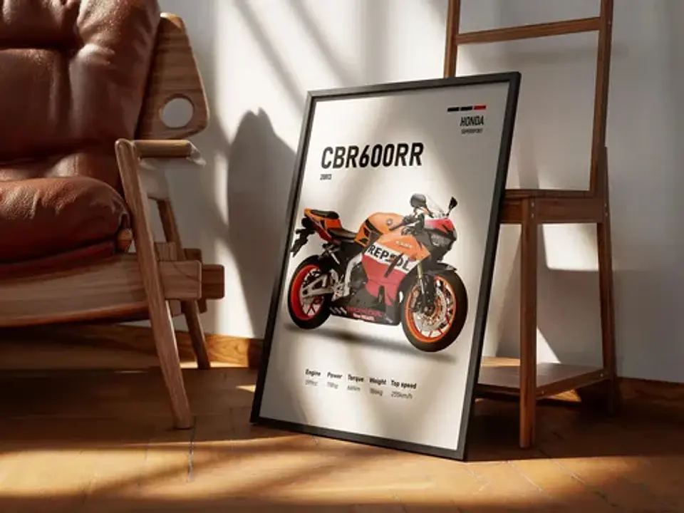 Cuadro Moto Honda Cbr600rr Deportivo + Marco 3