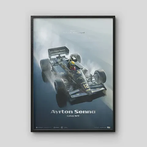 Cuadro Auto Ayrton Senna | 1985 F1 Lotus 97t + Marco