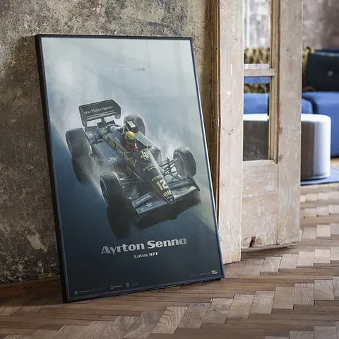 Cuadro Auto Ayrton Senna | 1985 F1 Lotus 97t + Marco