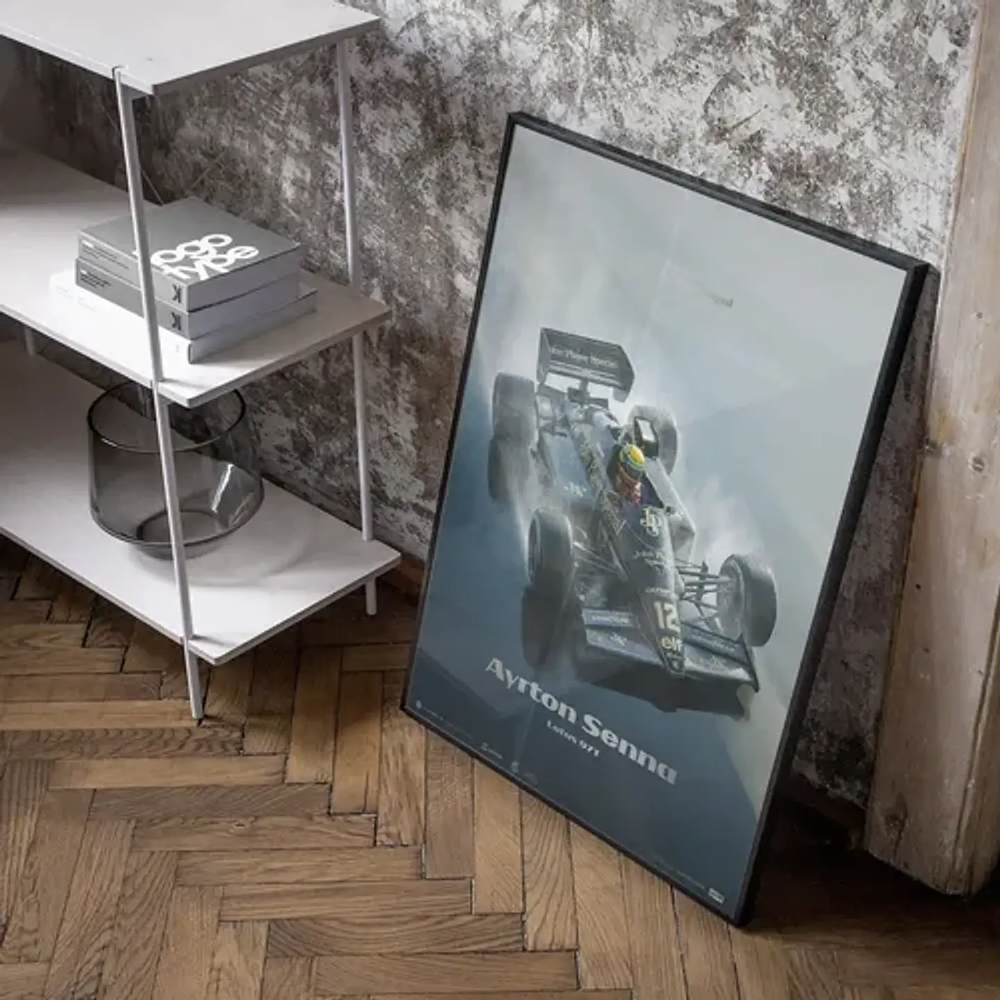 Cuadro Auto Ayrton Senna | 1985 F1 Lotus 97t + Marco 3
