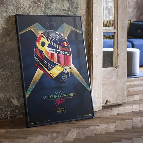 Cuadro Casco Max Verstappen Campeón F1 + Marco