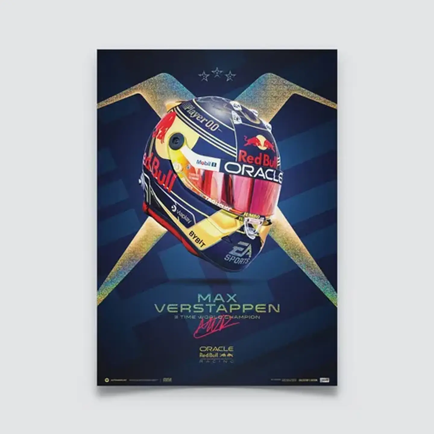Cuadro Casco Max Verstappen Campeón F1 + Marco 2