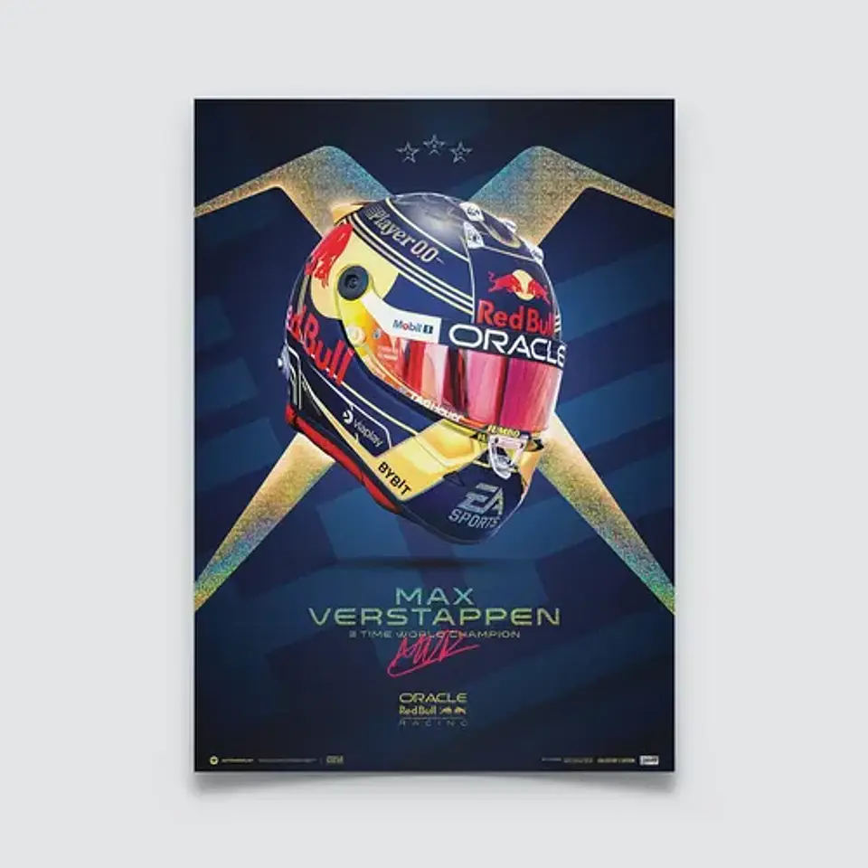 Cuadro Casco Max Verstappen Campeón F1 + Marco 2