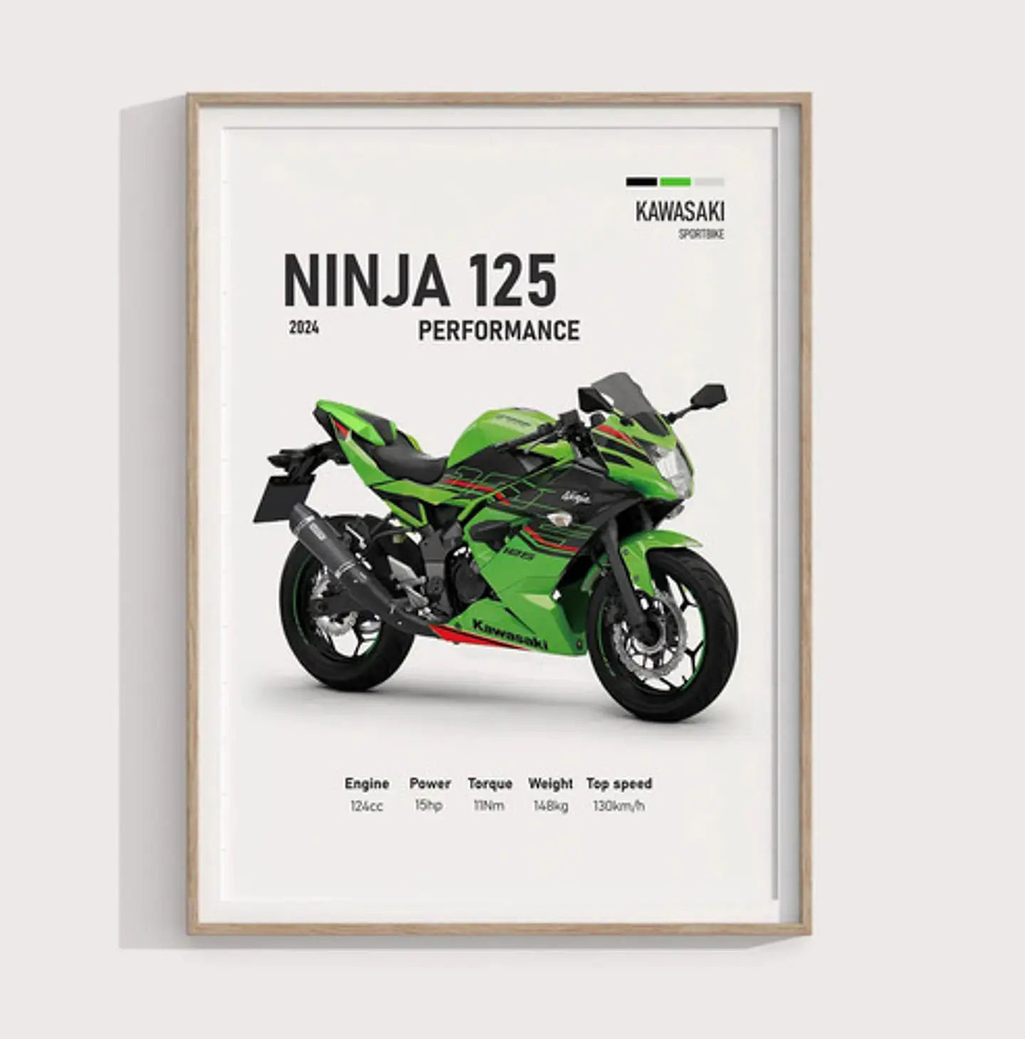 Cuadro Motos Kawasaki Ninja 125 Performance  + Marco Negro 1