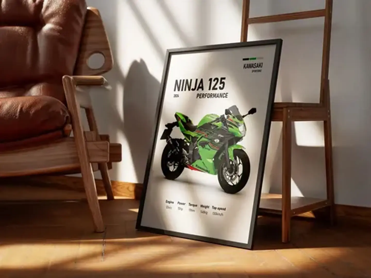 Cuadro Motos Kawasaki Ninja 125 Performance  + Marco Negro 3