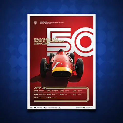 Cuadro Auto Maserati 1950s Campeón De F1 + Marco