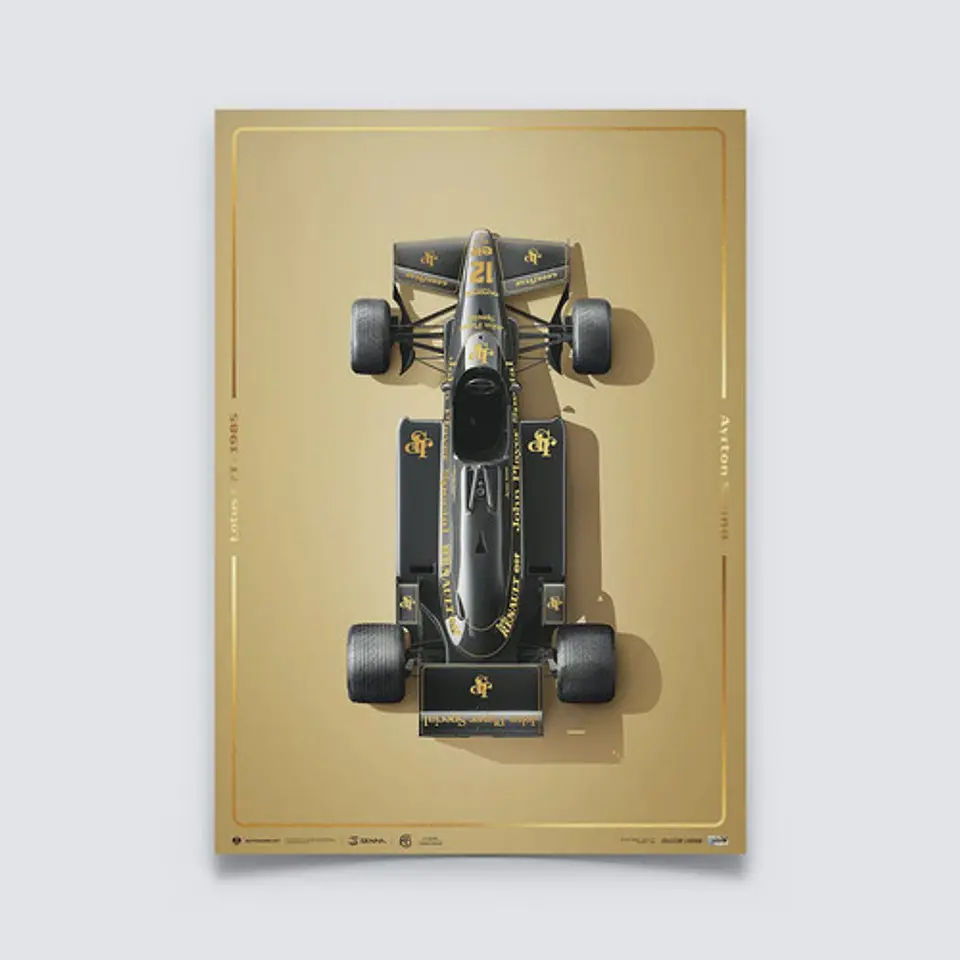 Cuadro Ayrton Senna | 1985 Negro Impactante Estoril Dorado 1