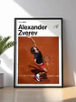 4 Cuadros De Tenista Alexander Zverev Tenis + Marco Negro - Miniatura 1