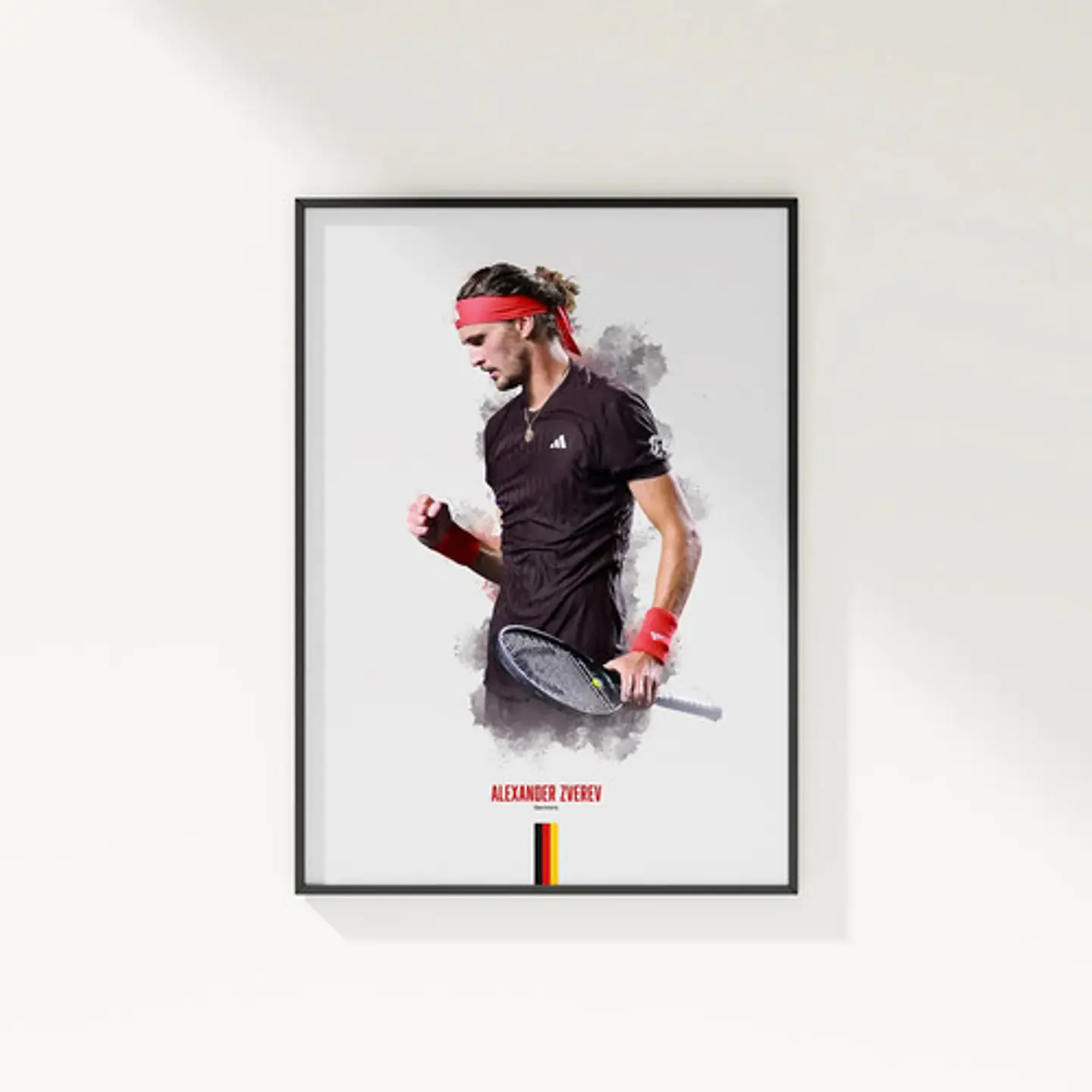 4 Cuadros De Tenista Alexander Zverev Tenis + Marco Negro 6