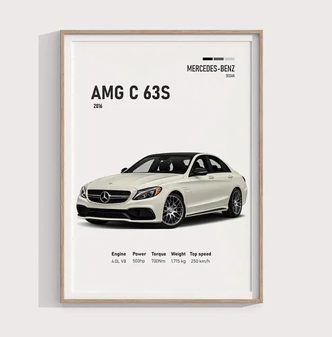 Cuadro Mercedes Benz Amg C63s + Marco