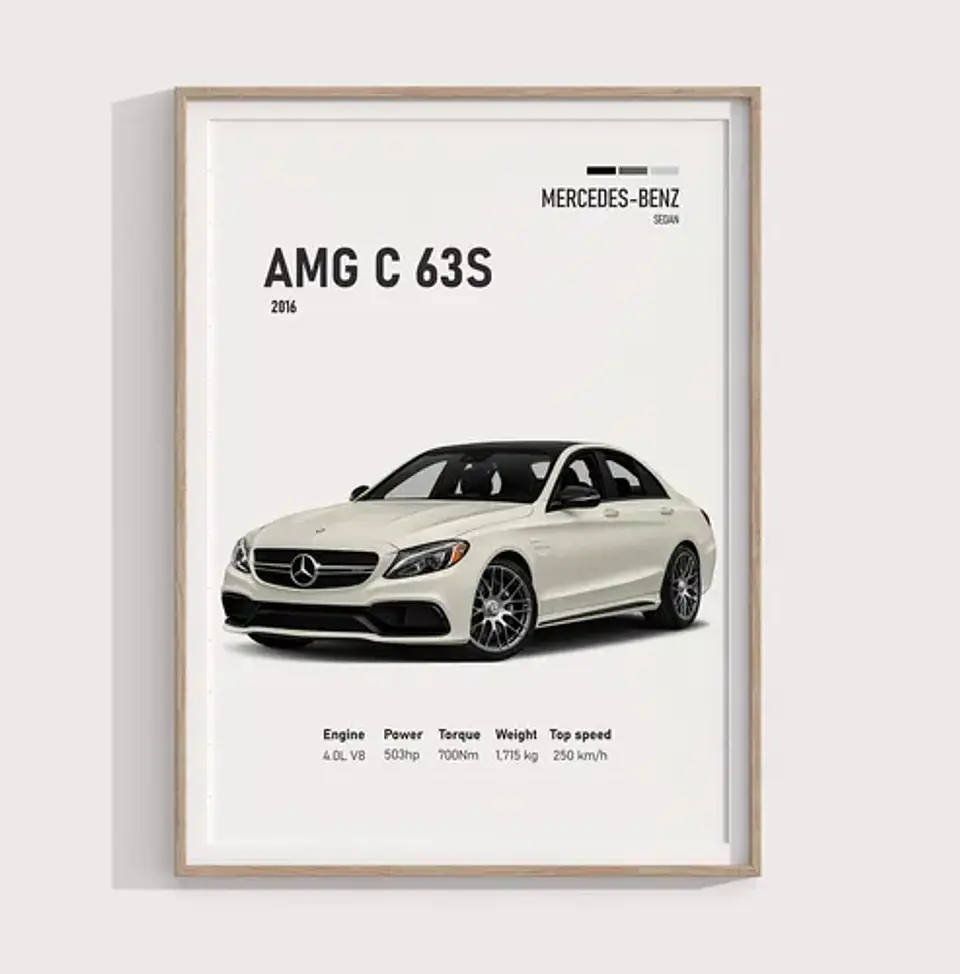 Cuadro Mercedes Benz Amg C63s + Marco 1
