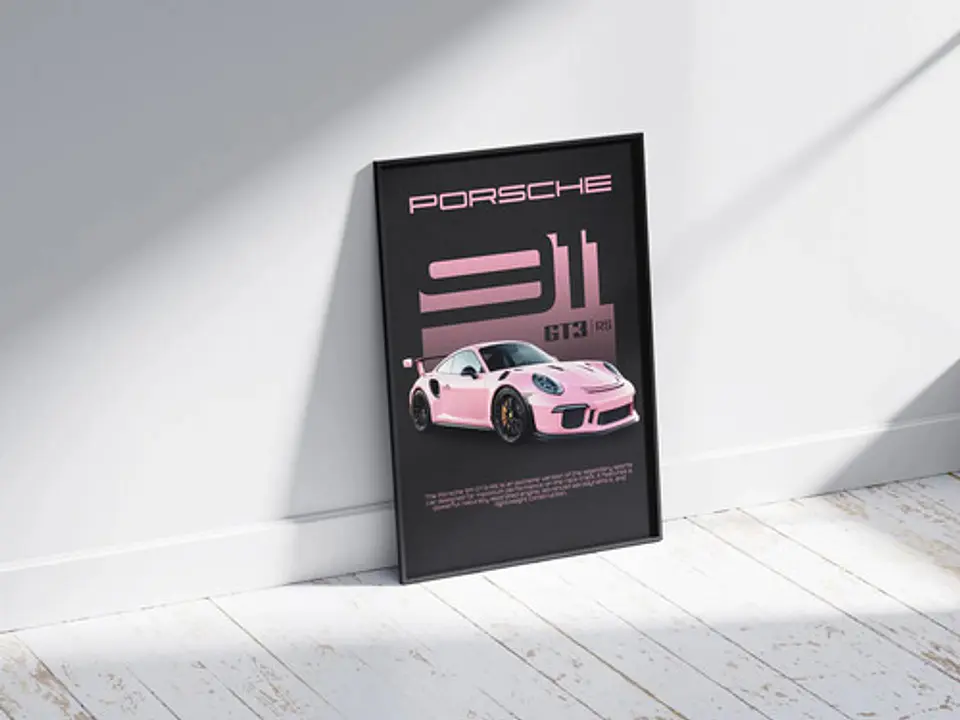 Cuadro Porsche 911 Gt3 Rs Rosa | Automovilismo Deportivo 3
